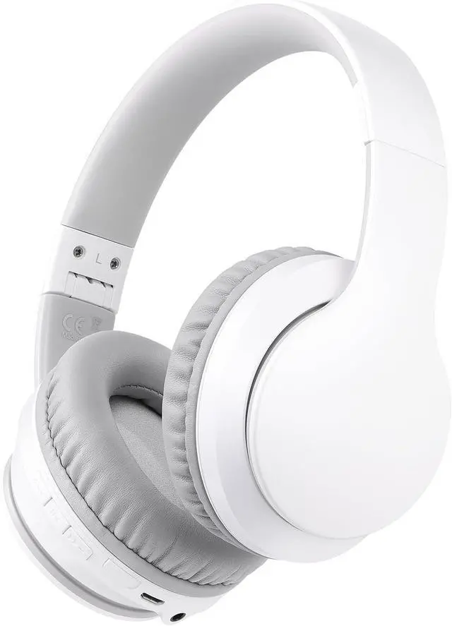 Main image of rockpapa E7 Wired/Wireless Bluetooth Headphones with Mic, 25 Hours Playtime | 2 in 1 Wire less Blue tooth Head Phones Foldable Lightweight for Kids Boys Girls Youth in School Airplane Car White