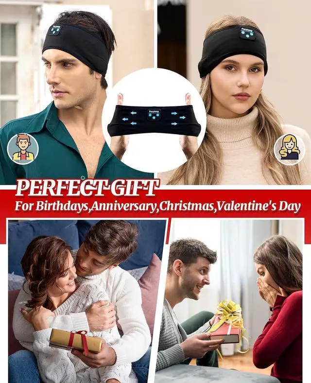 Alt view image 7 of 7 - Perytong Sleep Headphones Bluetooth Wireless Sports Headband, Long Playtime Lightweight Headphones Hi-Fi Stereo Ergonomic ASMR Sleep Headphone Cool Gadget Gift for Men Women Black