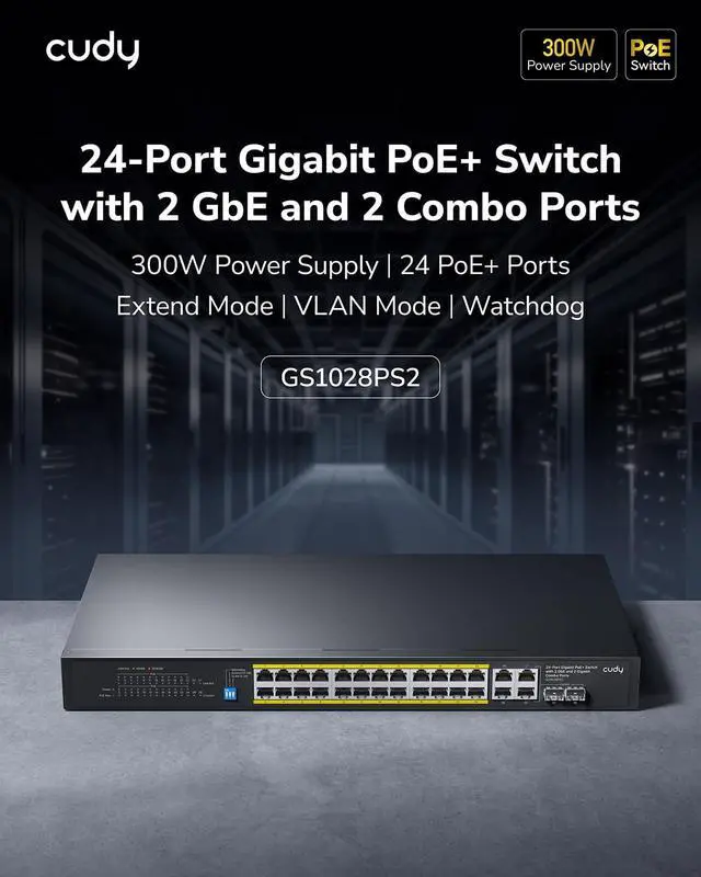Alt view image 2 of 7 - Cudy 28 Port Gigabit Smart Switch, 300W PoE Budget, GS1028PS2