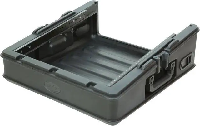 Alt view image 7 of 7 - SKB Cases 1SKB-R100 Roto-Molded 10U Top Mixer Rack, Teel Threaded Rails, Hard Lid and Removable Back Door, (2) Carrying Handles