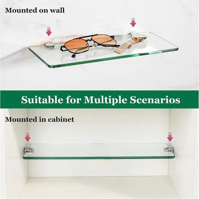 Alt view image 5 of 7 - SAYAYO Glass Floating Shelves for Wall, Tempered Glass Shelves for Bathroom