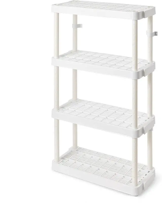 Main image of Gracious Living 14 x 32 x 54.5 Inch 4 Tier Adjustable Ventilated Medium Duty Shelving Units for Home, Garage, Basement, and Laundry, White