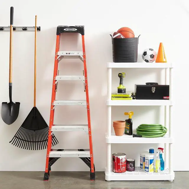 Alt view image 5 of 7 - Gracious Living 14 x 32 x 54.5 Inch 4 Tier Adjustable Ventilated Medium Duty Shelving Units for Home, Garage, Basement, and Laundry, White