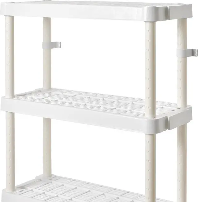 Alt view image 7 of 7 - Gracious Living 14 x 32 x 54.5 Inch 4 Tier Adjustable Ventilated Medium Duty Shelving Units for Home, Garage, Basement, and Laundry, White