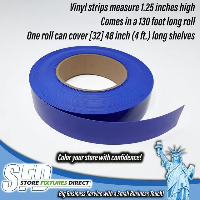 Alt view image 2 of 7 - Decorative Gondola Shelving Vinyl Insert for Ticket Channel 130 FT. x 1.25 in. - Blue