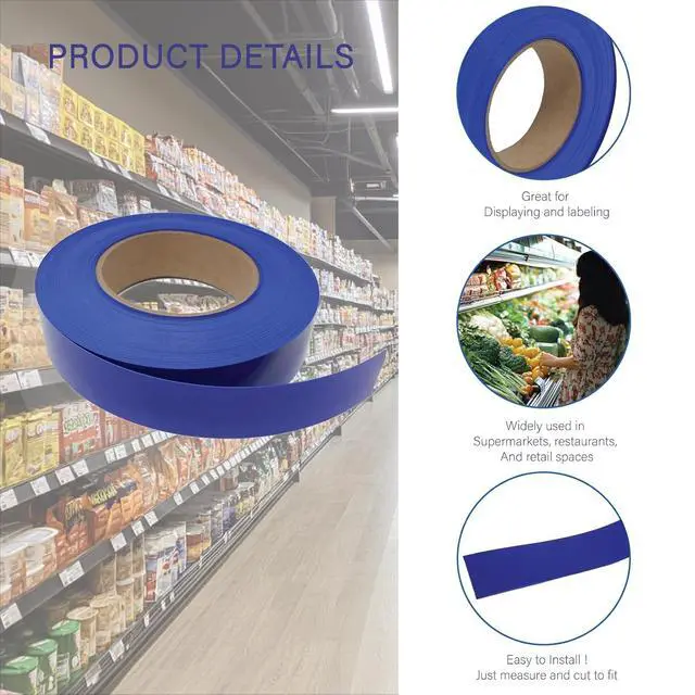 Alt view image 4 of 7 - Decorative Gondola Shelving Vinyl Insert for Ticket Channel 130 FT. x 1.25 in. - Blue
