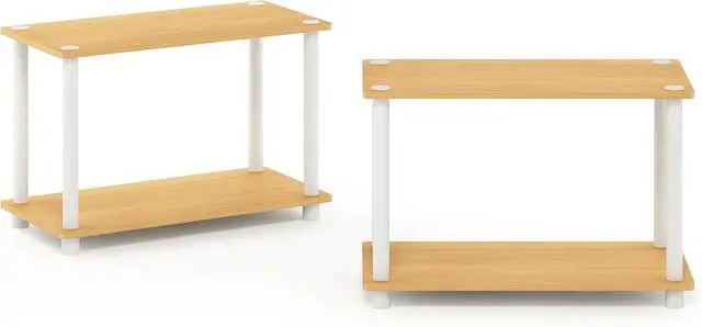 Alt view image 4 of 6 - Furinno Turn-N-Tube 2-Tier Shelves/End Tables Set, 2-Pack, Beech/White