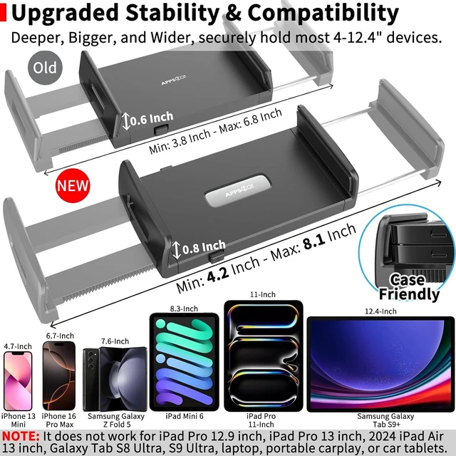 Alt view image 7 of 7 - APPS2Car Sturdy CD Slot Tablet Car Mount Holder for 4.7-11" iPad iPhone