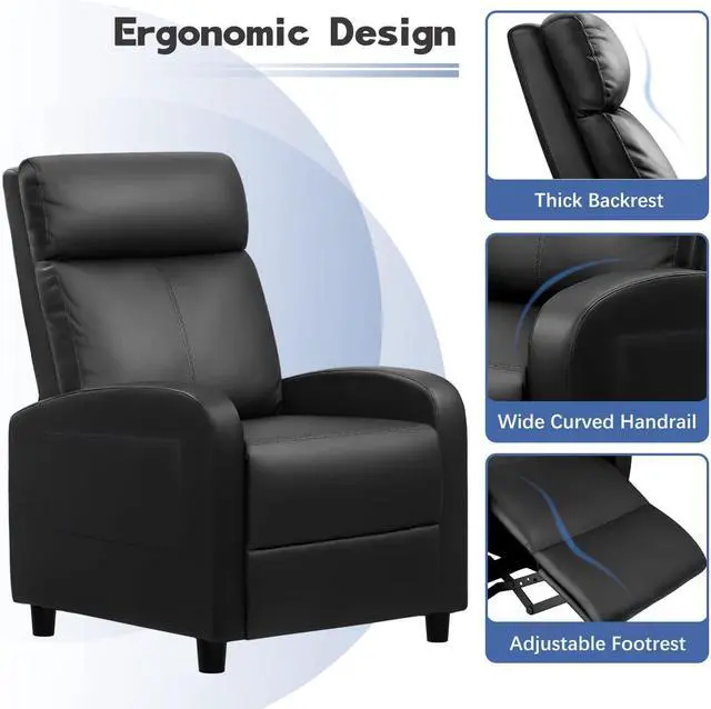 Alt view image 7 of 7 - Furniwell Massage Recliner Chair for Living Room PU Leather Reclining Chair