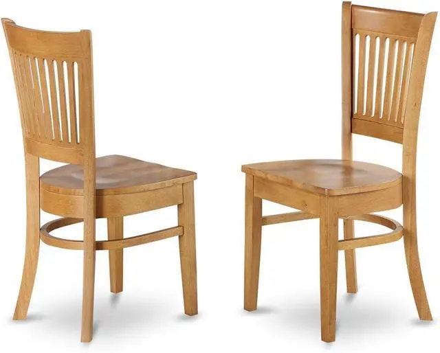 Main image of East West Furniture VAC-OAK-W Vancouver Kitchen Dining Chairs - Slat Back Wooden Seat Chairs, Set of 2, Oak