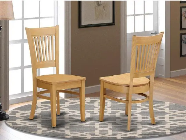 Alt view image 2 of 4 - East West Furniture VAC-OAK-W Vancouver Kitchen Dining Chairs - Slat Back Wooden Seat Chairs, Set of 2, Oak