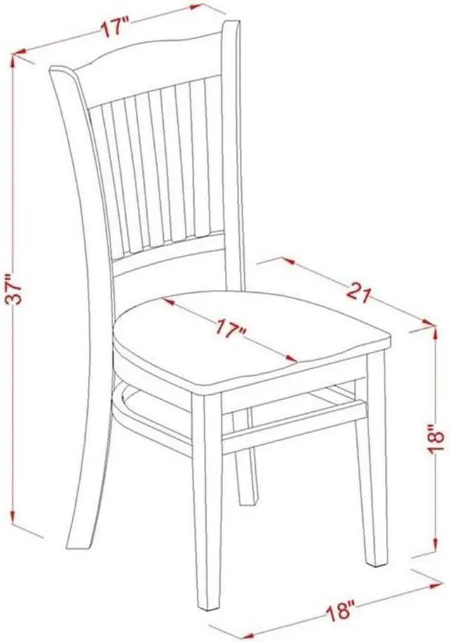 Alt view image 3 of 3 - East West Furniture GRC-OAK-W Groton Kitchen Dining Chairs - Slat Back Wooden Seat Chairs, Set of 2, Oak