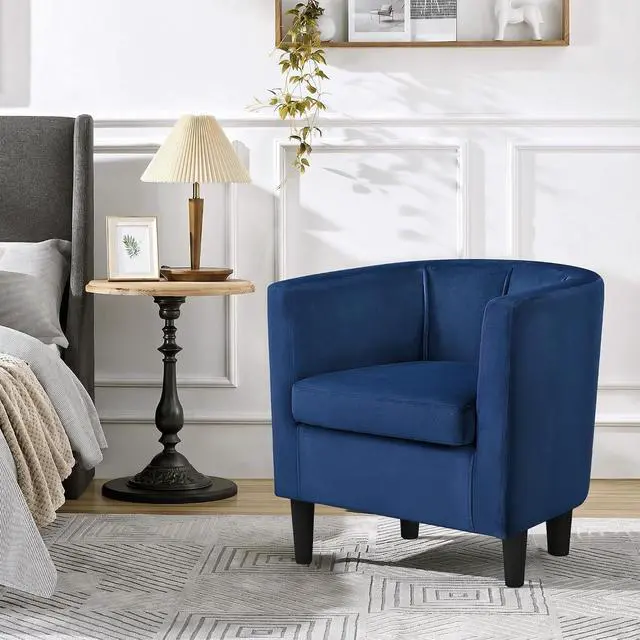 Alt view image 4 of 7 - Yaheetech Barrel Accent Chairs Set of 2, Modern Armchairs, Blue