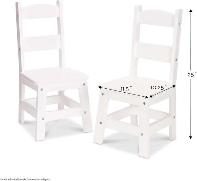 Alt view image 3 of 7 - Melissa & Doug Wooden Chairs, Set of 2 - White Furniture for Playroom