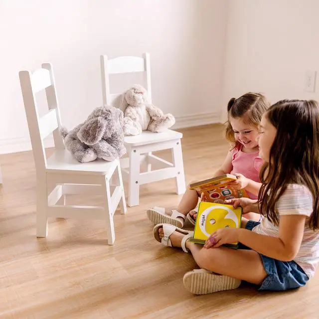 Alt view image 2 of 7 - Melissa & Doug Wooden Chairs, Set of 2 - White Furniture for Playroom