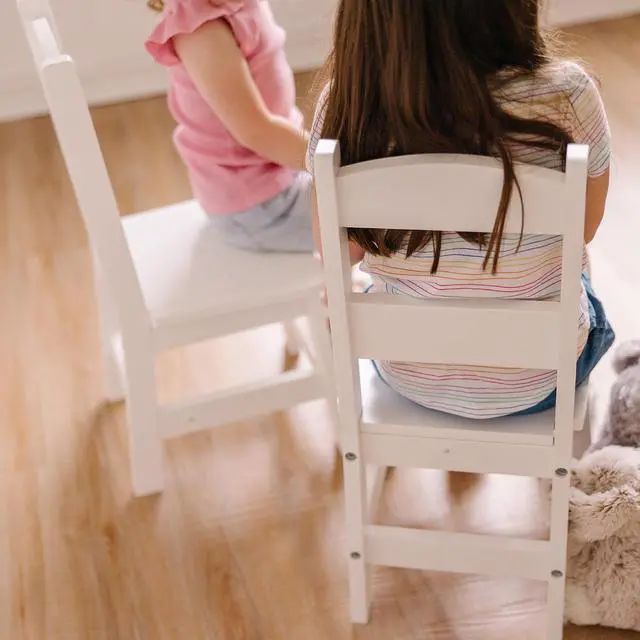 Alt view image 5 of 7 - Melissa & Doug Wooden Chairs, Set of 2 - White Furniture for Playroom