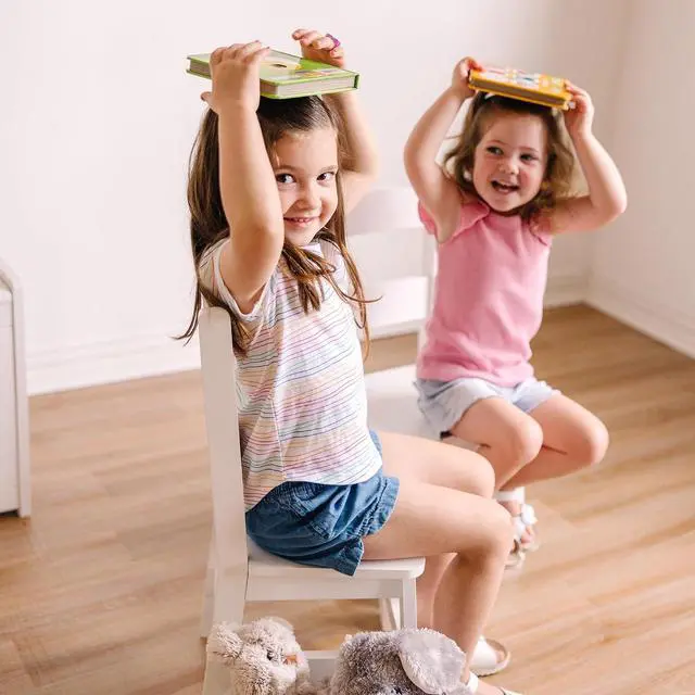 Alt view image 6 of 7 - Melissa & Doug Wooden Chairs, Set of 2 - White Furniture for Playroom
