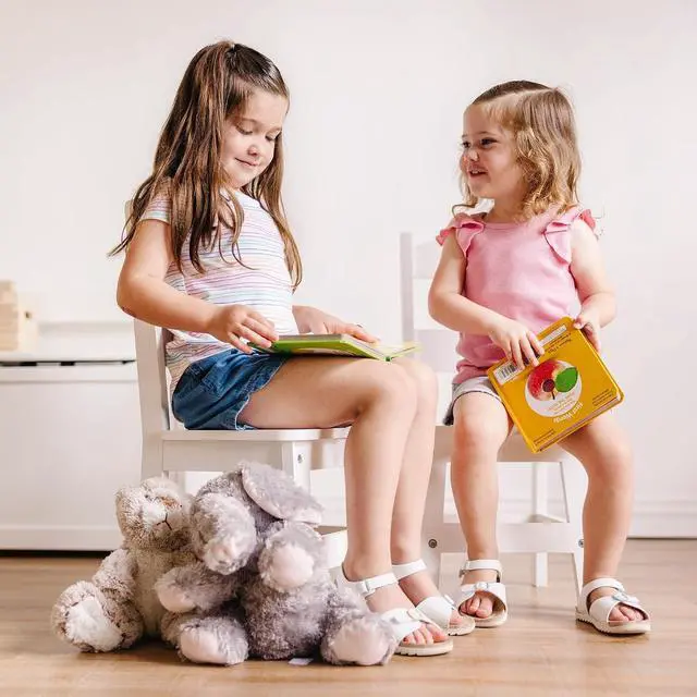 Alt view image 7 of 7 - Melissa & Doug Wooden Chairs, Set of 2 - White Furniture for Playroom