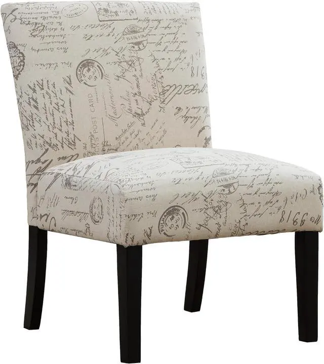 Main image of Roundhill Furniture Botticelli Fabric Armless Contemporary Accent Chair, Script Print
