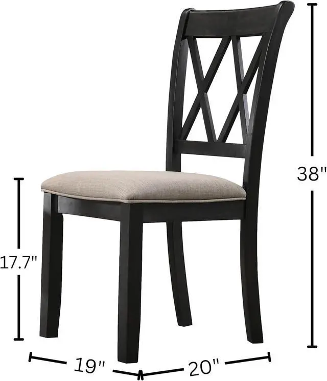 Alt view image 3 of 7 - Roundhill Furniture Windvale Fabric Upholstered Dining Chair, Set of 2, Black