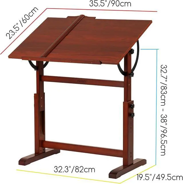 Alt view image 3 of 6 - MEEDEN Vintage Wooden Drafting Table: 35.5" x 23.5" Artist Drawing Table