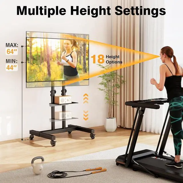Alt view image 3 of 7 - TAVR Mobile TV Stand Rolling TV Cart Floor Stand with Mount for 32-83 Inch
