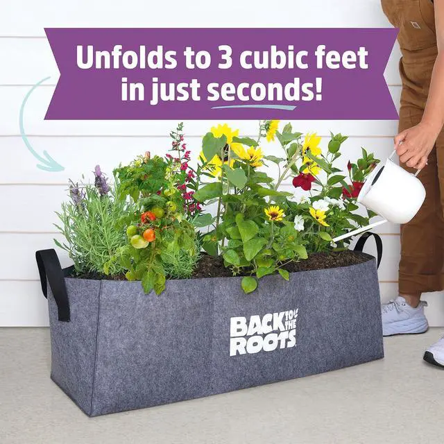 Alt view image 3 of 7 - Back to the Roots Breathable Raised Bed (Provides More Oxygen to Roots), 3 Cu. Ft., No Assembly Needed, Reusable & Weatherproof