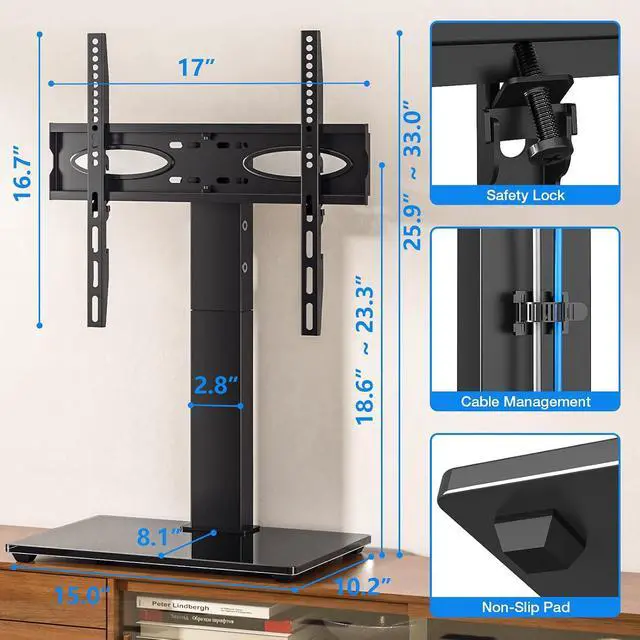 Alt view image 5 of 7 - Rfiver Universal TV Stand for 32-75 inch TVs, Support 50°Swivel and 5°Tilt