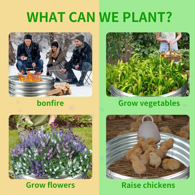 Alt view image 6 of 6 - 12 Inch Tall 60 Inch Diameter Round Silver Raised Garden Bed Kits Outdoor