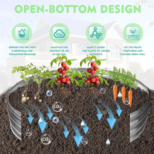 Alt view image 4 of 6 - 12 Inch Tall 60 Inch Diameter Round Silver Raised Garden Bed Kits Outdoor