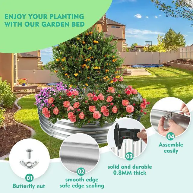 Alt view image 5 of 6 - 12 Inch Tall 60 Inch Diameter Round Silver Raised Garden Bed Kits Outdoor