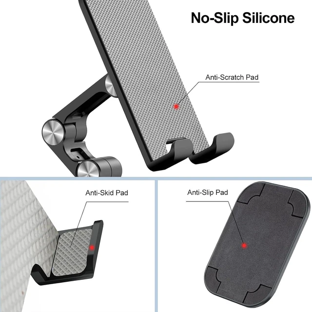 Alt view image 2 of 7 - OCYCLONE Phone Stand, Foldable Cell Phone Stand Holder for Desk Office Accessories Adjustable Height and Angle iPhone Stand - Black