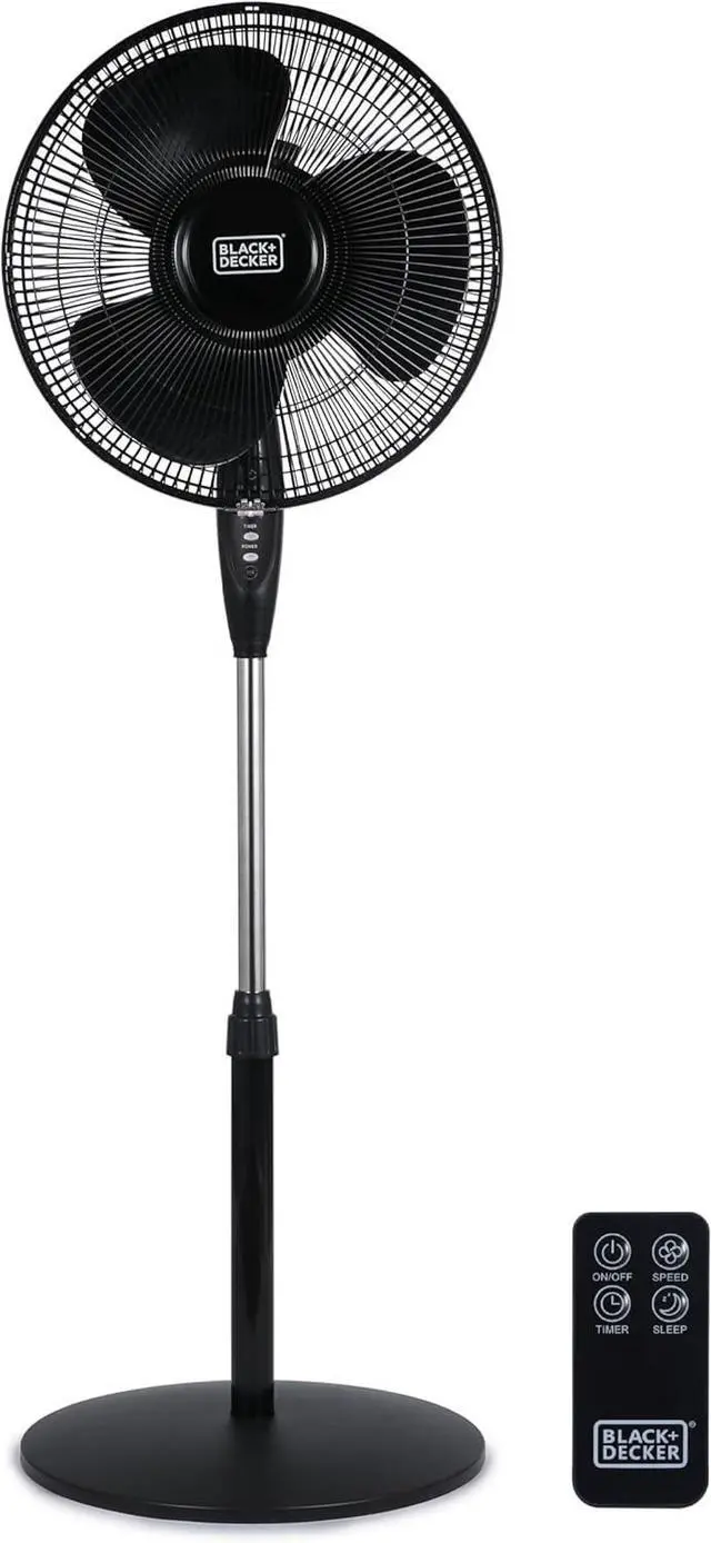 Main image of BLACK+DECKER 16" Oscillating Pedestal Fan with Remote, BFSR16B, Black