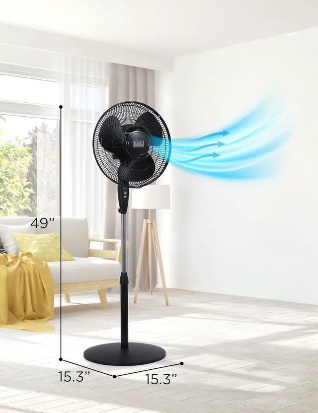 Alt view image 2 of 7 - BLACK+DECKER 16" Oscillating Pedestal Fan with Remote, BFSR16B, Black