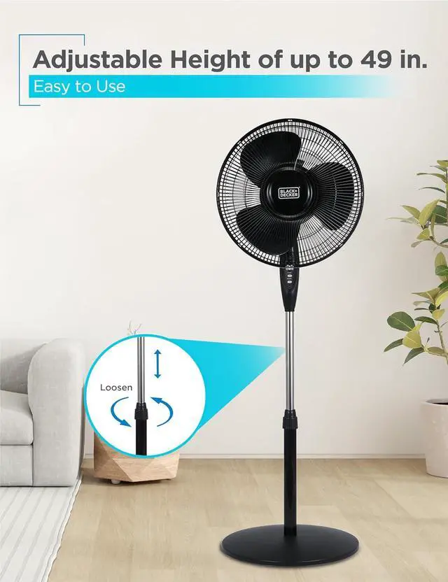 Alt view image 6 of 7 - BLACK+DECKER 16" Oscillating Pedestal Fan with Remote, BFSR16B, Black