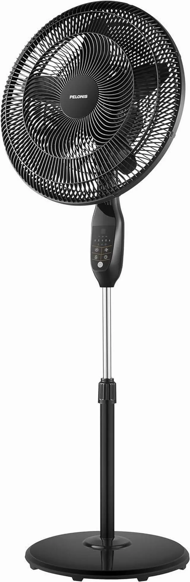 Main image of PELONIS 18" 5-Blade Adjustable Oscillating Pedestal Fan with Remote, Black