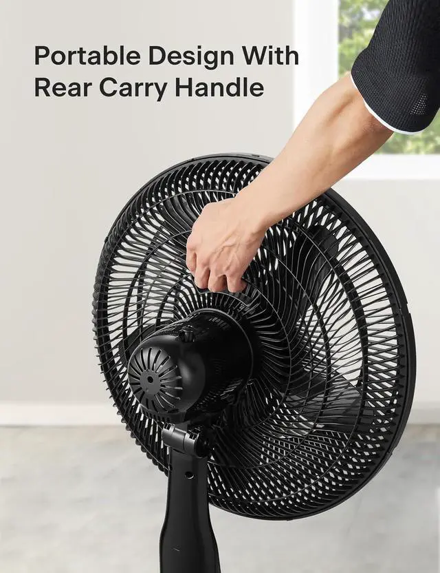 Alt view image 7 of 7 - PELONIS 18" 5-Blade Adjustable Oscillating Pedestal Fan with Remote, Black