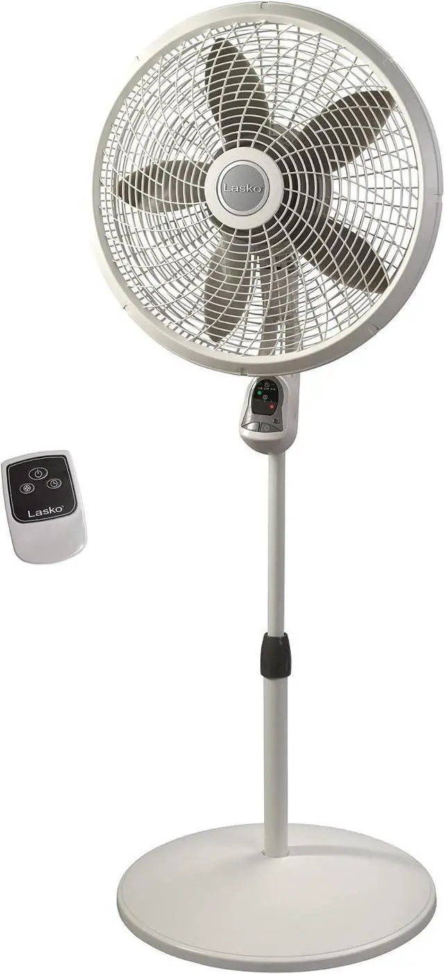 Main image of Lasko Cyclone Pedestal Fan, Adjustable Height, Remote Control, Timer, 3 Speeds, for Bedroom, Kitchen, Office and Living Room, 18", White, 1885, Large