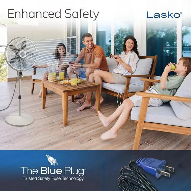 Alt view image 6 of 7 - Lasko Cyclone Pedestal Fan, Adjustable Height, Remote Control, Timer, 3 Speeds, for Bedroom, Kitchen, Office and Living Room, 18", White, 1885, Large