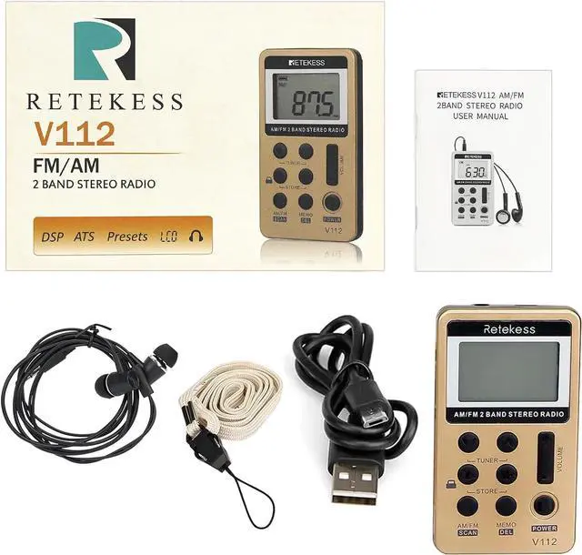 Alt view image 6 of 7 - Retekess V112 AM FM Radio Portable, Mini Radio(Gold)