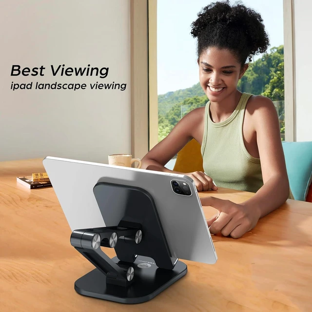 Alt view image 7 of 7 - OCYCLONE Phone Stand, Foldable Cell Phone Stand Holder for Desk Office Accessories Adjustable Height and Angle iPhone Stand - Black