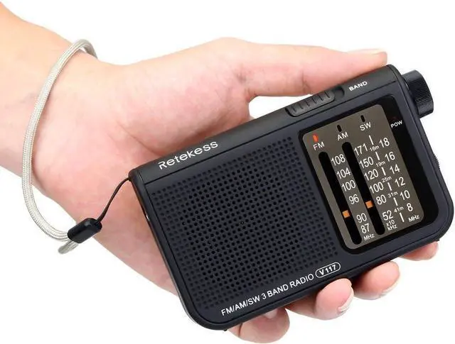 Alt view image 2 of 7 - Retekess V117 Portable Radios AM FM, Shortwave Radio(Black)