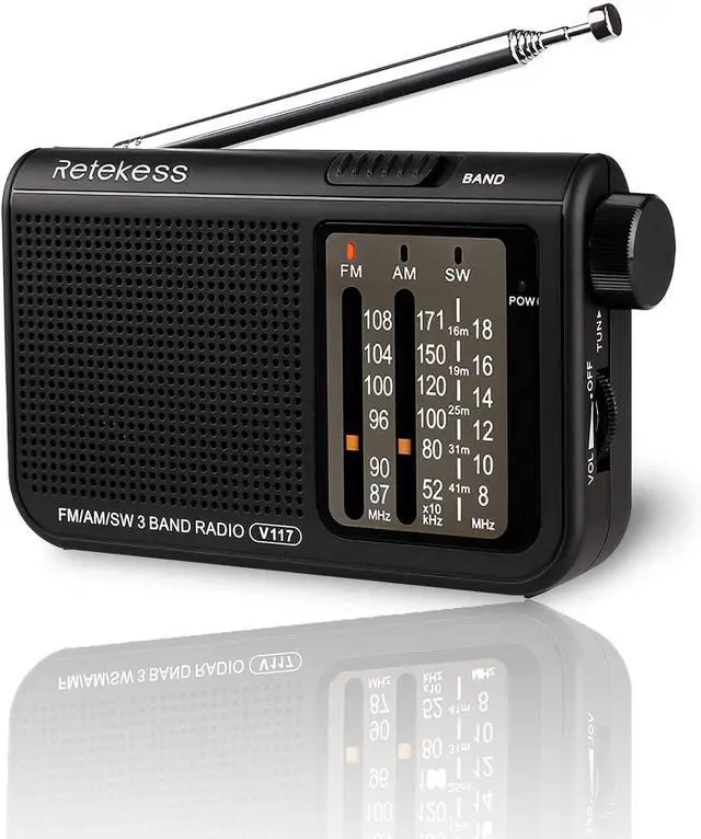 Main image of Retekess V117 Portable Radios AM FM, Shortwave Radio(Black)