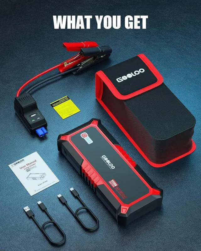 Alt view image 7 of 7 - GOOLOO GP3000 Jump Starter, 3000A Peak Car Starter (9L Gas or 7L Diesel)