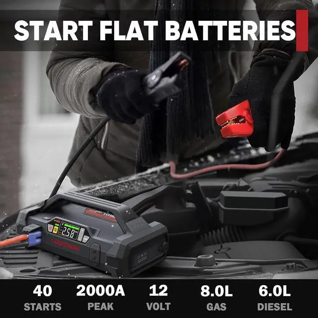 Alt view image 3 of 7 - LOKITHOR JA301 Jump Starter with Air Compressor(8.0L Gas & 6.0L Diesel)