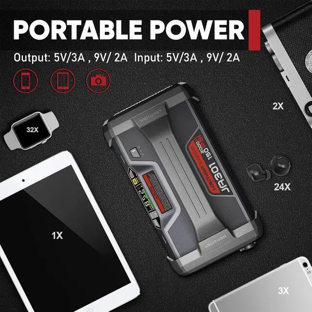 Alt view image 6 of 7 - LOKITHOR JA301 Jump Starter with Air Compressor(8.0L Gas & 6.0L Diesel)