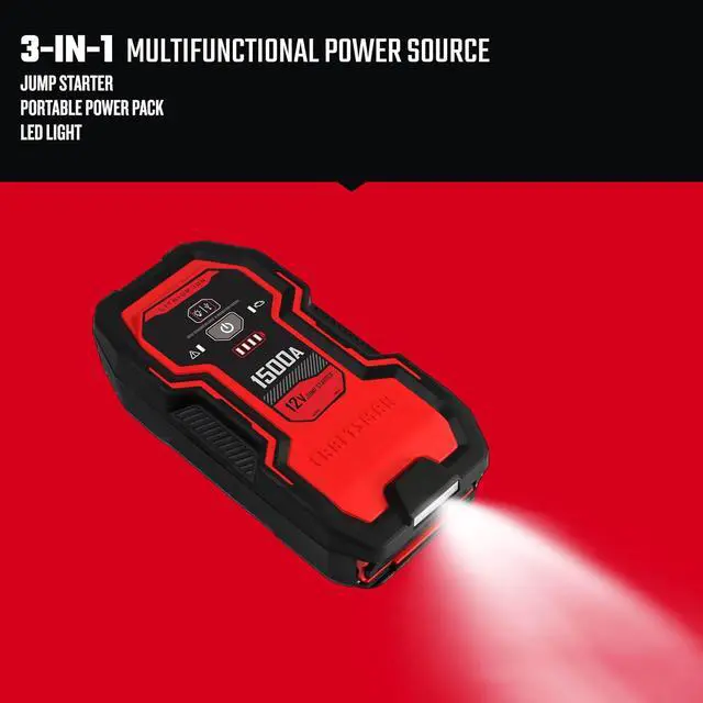 Alt view image 2 of 7 - CRAFTSMAN Portable Car Battery Jump Starter & Power Bank, 12V CMXCESM264