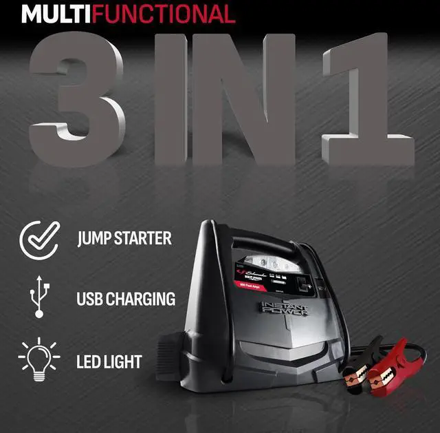 Alt view image 2 of 7 - Schumacher Electric 600A Car Battery Jump Starter and Portable Power Station, 3-in-1 Solution, 12V DC Outlet, for 12V Power Sport, Automotive, and Marine Batteries, SJ1329