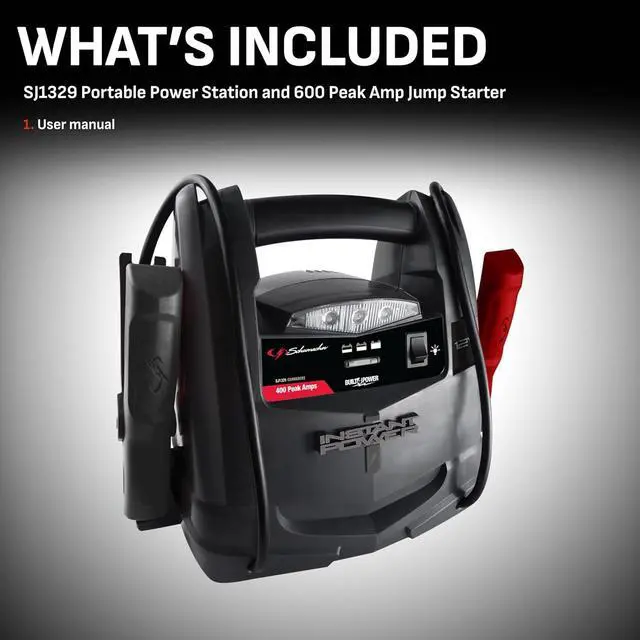 Alt view image 4 of 7 - Schumacher Electric 600A Car Battery Jump Starter and Portable Power Station, 3-in-1 Solution, 12V DC Outlet, for 12V Power Sport, Automotive, and Marine Batteries, SJ1329