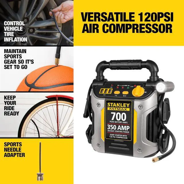 Alt view image 4 of 7 - Stanley J7CS 700 Amp Jump Starter with Compressor